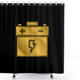 Personality  Battery Gold Plated Metalic Icon Or Logo Vector Shower Curtains