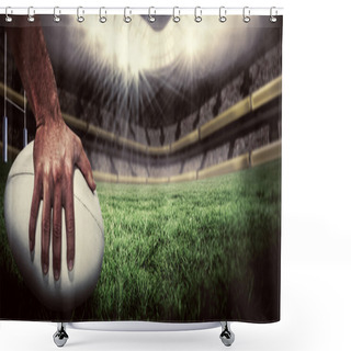 Personality  Player Holding Ball Shower Curtains