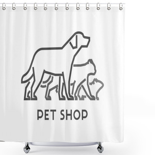 Personality  Line Vector Symbol For Pet Shop With Open Path Shower Curtains