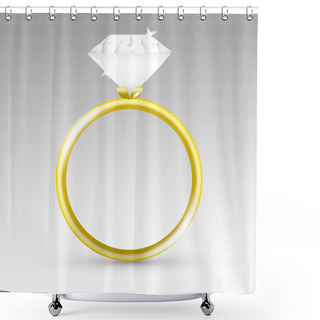 Personality  Vector Gold Ring With Diamond. Shower Curtains