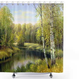 Personality  Autumn Landscape, Canvas, Oil Shower Curtains