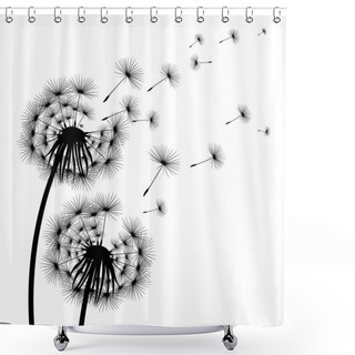 Personality  Silhouette Of A Flowering Dandelion Shower Curtains