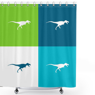 Personality  Albertosaurus Dinosaur Side View Shape Flat Four Color Minimal Icon Set Shower Curtains