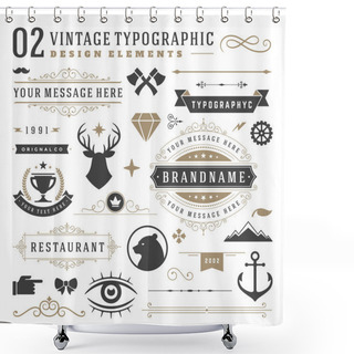 Personality  Retro Vintage Typographic Design Elements Shower Curtains