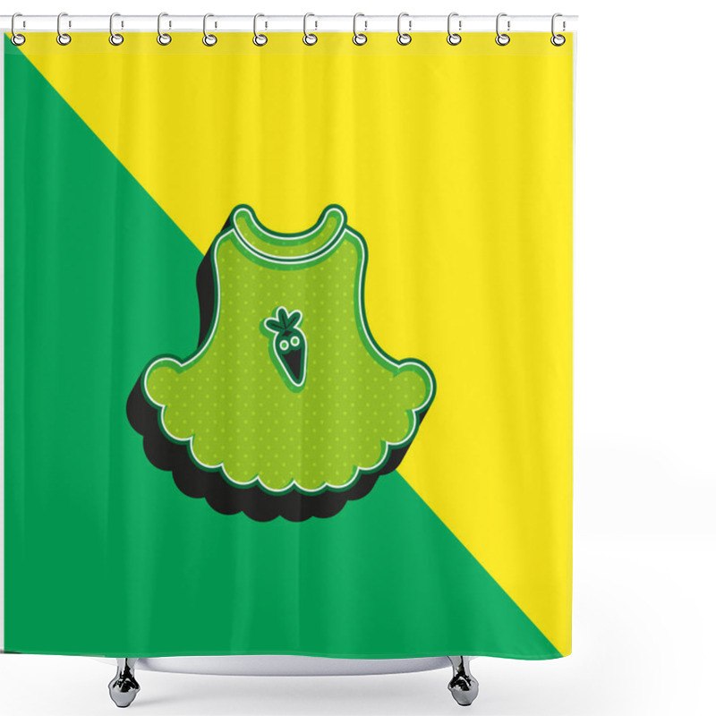 Personality  Baby Dress With A Strawberry Cartoon Illustration Green And Yellow Modern 3d Vector Icon Logo Shower Curtains