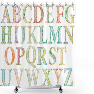 Personality  Painted Wooden Alphabet Letters Shower Curtains