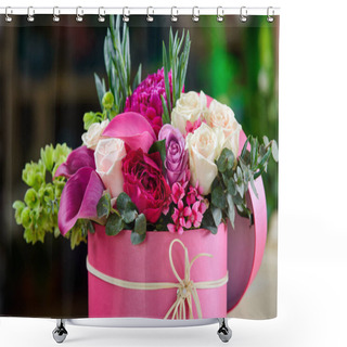 Personality  Flower Composition In Pink Box Shower Curtains