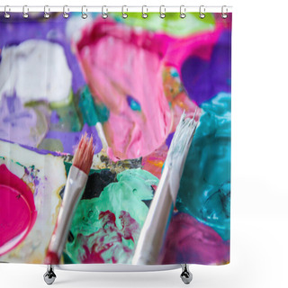 Personality  Art Palette With Paints Shower Curtains