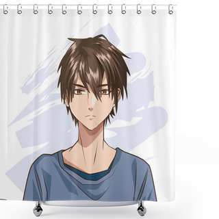 Personality  Young Man Anime Style Character Shower Curtains