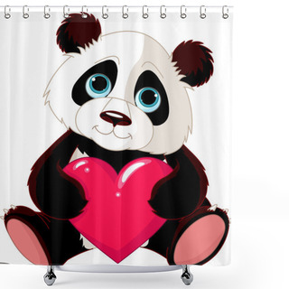 Personality  Cute Panda With Heart Shower Curtains