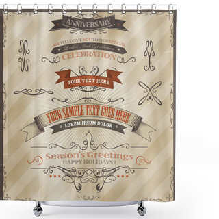 Personality  Vintage Invitation And Season's Greetings Shower Curtains