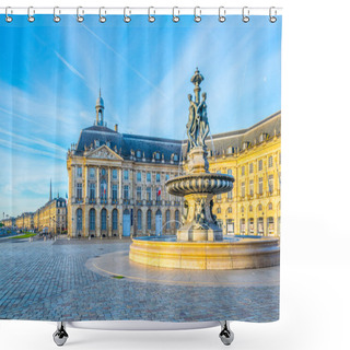 Personality  View Of Place De La Bourse In Bordeaux, Franc Shower Curtains