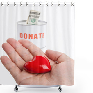 Personality  Donation Box And Red Heart Shower Curtains