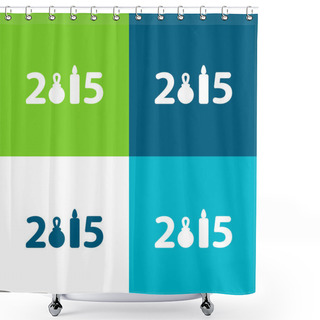 Personality  2015 Flat Four Color Minimal Icon Set Shower Curtains