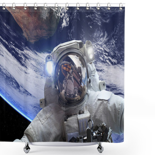 Personality  Astronaut In Outer Space Shower Curtains