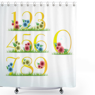 Personality  Set Of Numbers In Floral Style Shower Curtains