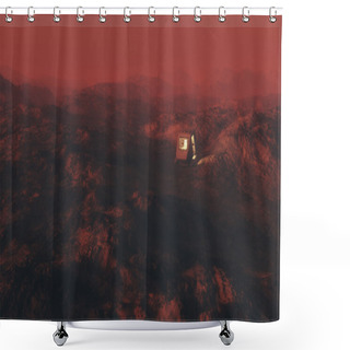 Personality  Capsule On Red Planet. Shower Curtains