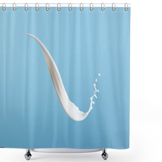 Personality  Fresh White Milk Splash Isolated On Blue Shower Curtains