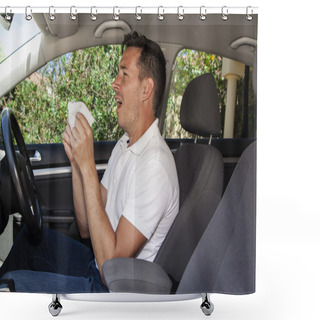 Personality  Man Sneezing In Car Shower Curtains