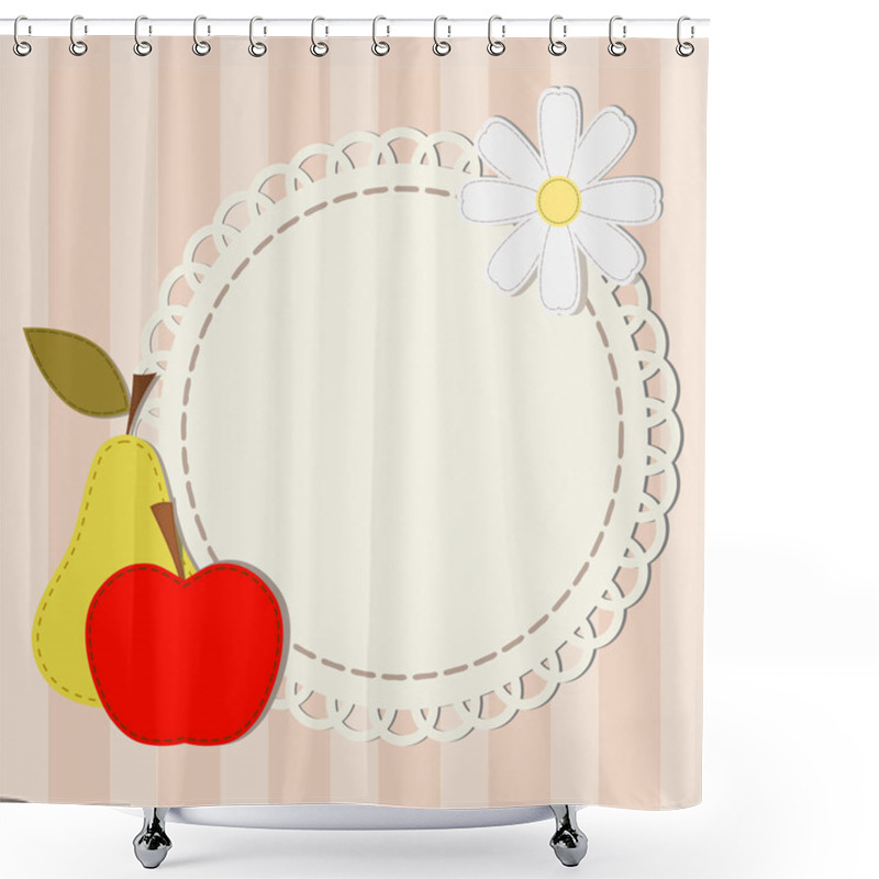 Personality  Vector Illustration And Silhouettes Lace Apple, Pear And Chamomi Shower Curtains