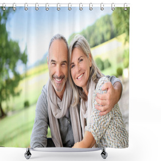 Personality  Loving Senior Couple Shower Curtains