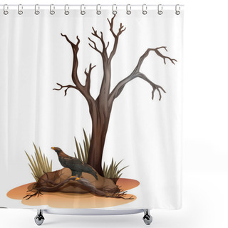 Personality  A Dying Tree With A Wild Bird Shower Curtains