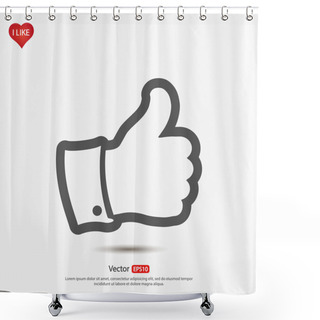 Personality  LIKE Icon ,  Flat Design Style Shower Curtains