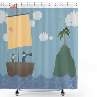 Personality  Land Ahoy! Shower Curtains