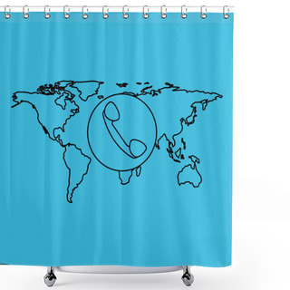 Personality  World Map Icon Shower Curtains