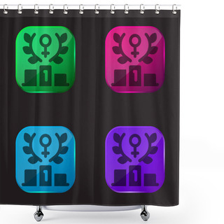 Personality  Achievement Four Color Glass Button Icon Shower Curtains