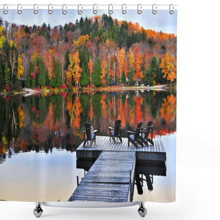 Personality  Wooden Dock On Autumn Lake Shower Curtains