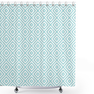 Personality  Seamless Pattern Diagonal Squares Blue And White Shower Curtains