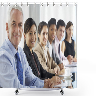 Personality  Line Of Business People Listening To Presentation  Shower Curtains