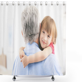 Personality  Girl Embracing Grand Father At Home Shower Curtains