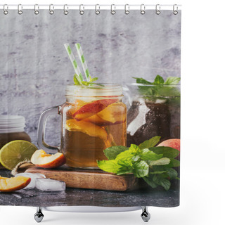 Personality  Peach Ice Tea In The Jars Shower Curtains