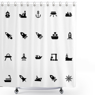 Personality  Aircraft And Ships Vector Icons 2 Shower Curtains