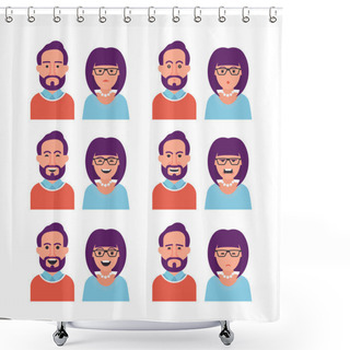 Personality  Facial Expressions Of Woman And Man Shower Curtains