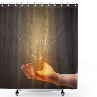 Personality  Hand Holding Yellow Light Shower Curtains