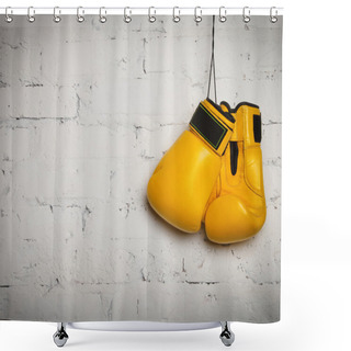 Personality  Pair Of Boxing Gloves Hanging On A Wall Shower Curtains