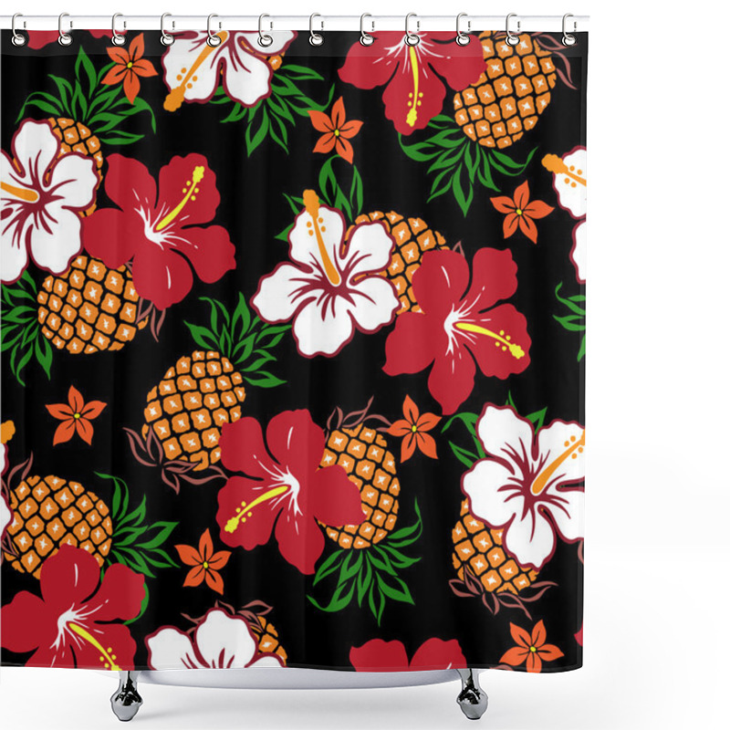 Personality  Hibiscus And A Pineapple Shower Curtains