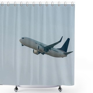 Personality  Flight Departure Of Commercial Plane In Clear Sky Shower Curtains