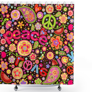 Personality  Hippie Colorful Wallpaper With Watermelon Shower Curtains