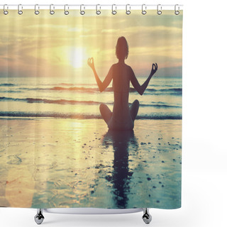 Personality  Female Silhouette In Yoga Meditation Pose Shower Curtains