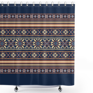 Personality  Ethnic Ornamental Background In Blue And Brown Colors Shower Curtains