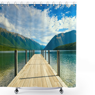 Personality  Jetty Of A Beautiful Lake Shower Curtains