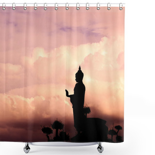 Personality  Buddha Silhouette On Sunset Sky. Shower Curtains