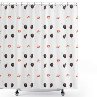 Personality  Floral Pattern From Dried Leaves Shower Curtains