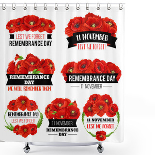 Personality  Red Poppy Flower Symbol For Remembrance Day Design Shower Curtains