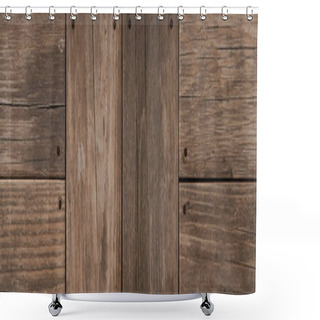 Personality  Natural Wood, Grey Textured Surface Background, Top View, Banner Shower Curtains