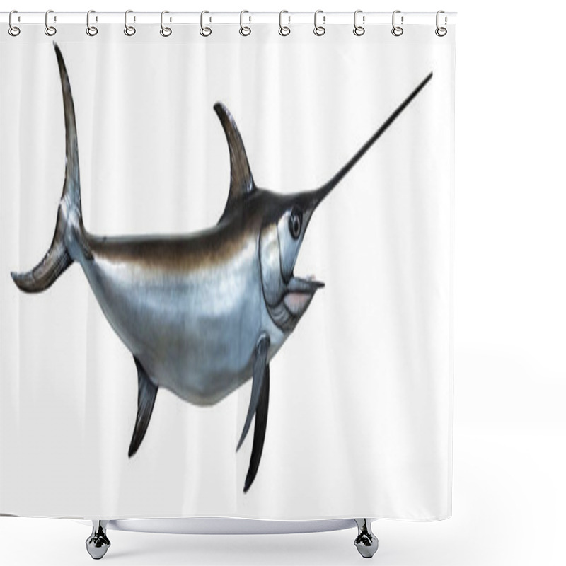Personality  Mounted large silver Swordfish shower curtains